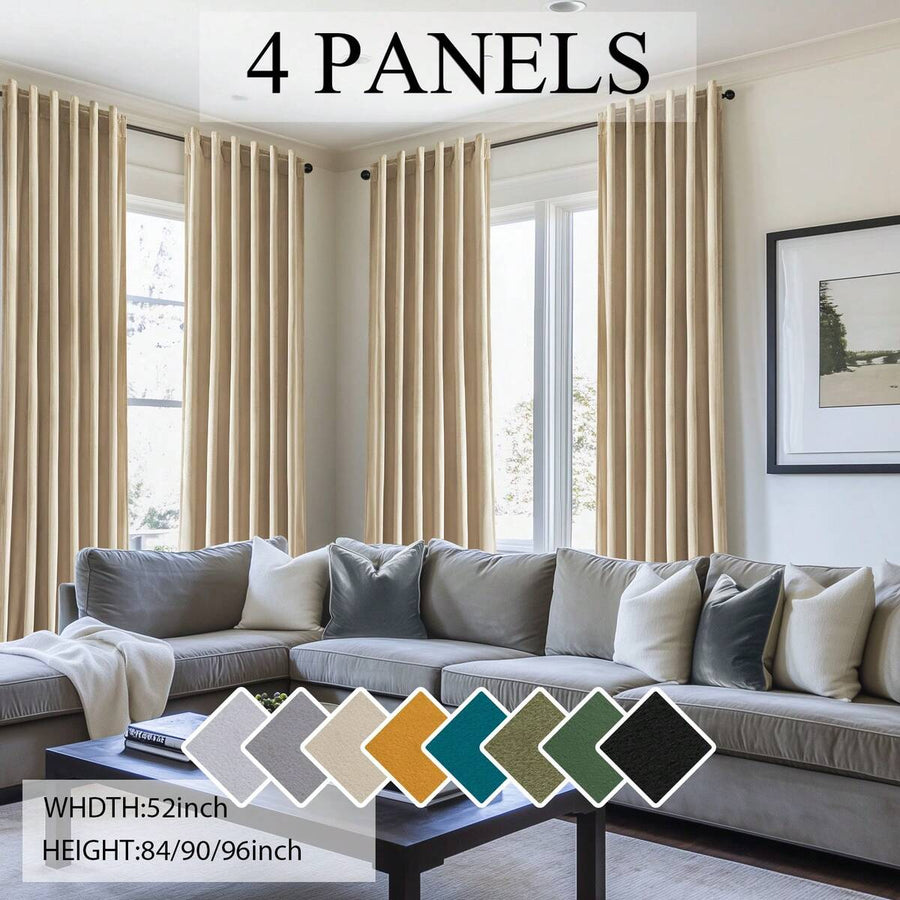 4 Panels Velvet Curtains Olive Green Blackout Elegant Rod Pocket Warm Curtains Room Darkening Curtains In Winter For Living Room Bedroom Privacy Decor Machine Washable