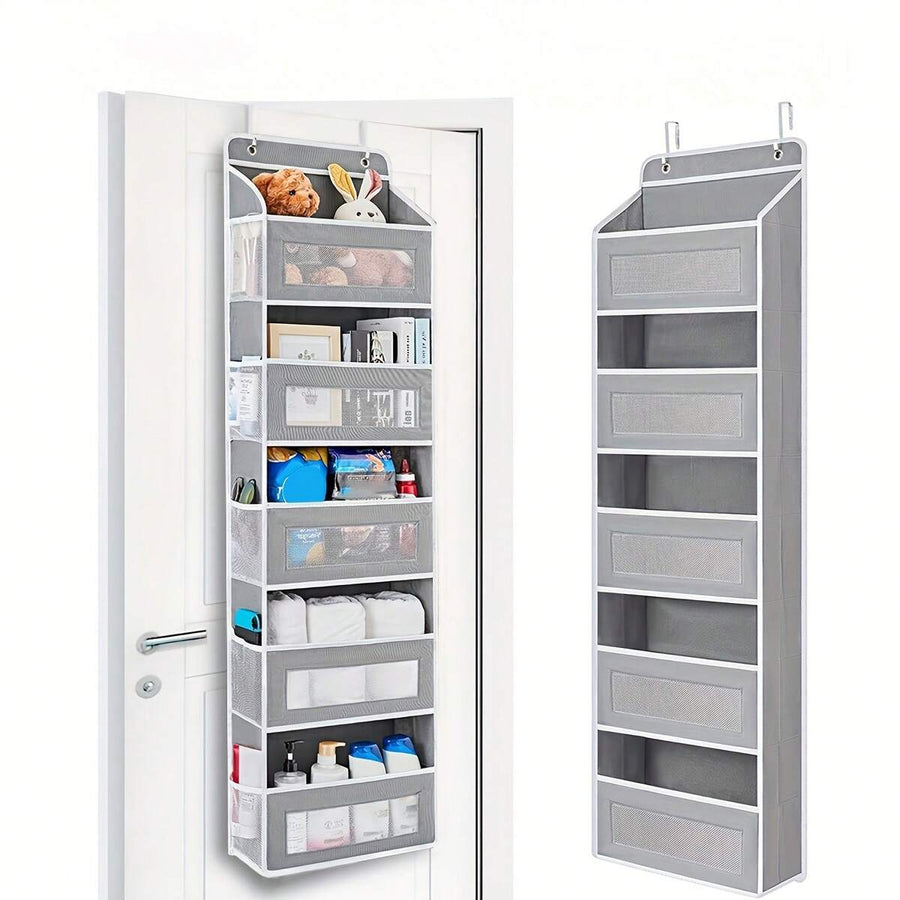 FF FINESSE THING Heavy-Duty 5-Tier Door Organizer With Transparent Shelves - Space-Saving Over Door Storage Rack, Holds 44 Lbs Per Tier, Foldable Closet Organizer For Kids/Teen Rooms, Bedrooms - Easy Assembly Door Mount Shelf, Over The Door Storage