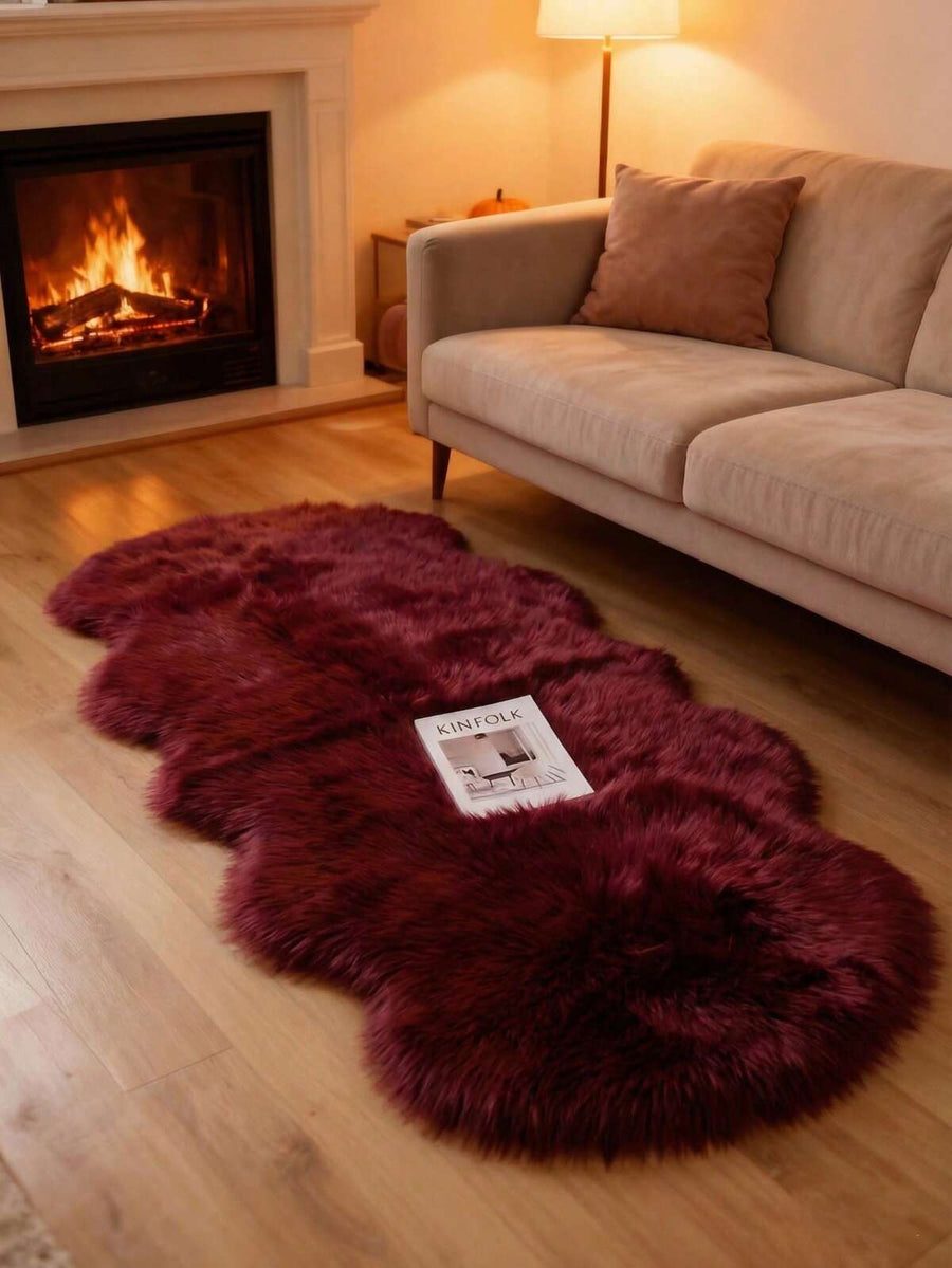 1pc Soft & Fluffy Plush Floor Mat, Burgundy, Comfortable For Bedroom, Living Room, Study, Office, Entryway, Can Be Used As Floor Mat, Plush Bedroom Carpet, Washable & Non-Slip, Cute Carpet - Ideal Indoor 4-Season Home Decor