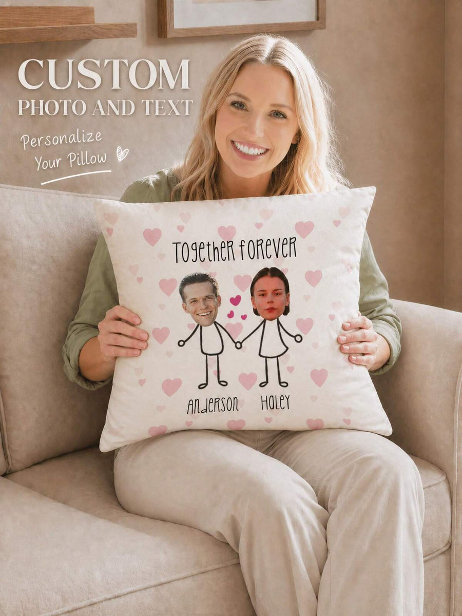 1pc Personalized Photo Pillow Case, Wedding Couple Commemorative Gift, For Home Decor, Valentine's Day, Christmas, Thanksgiving, Mother's Day, Father's Day, Gift For Dad Or Mom, New Year Pattern, Couple/Family Photo, Single-Sided Print, No Filling
